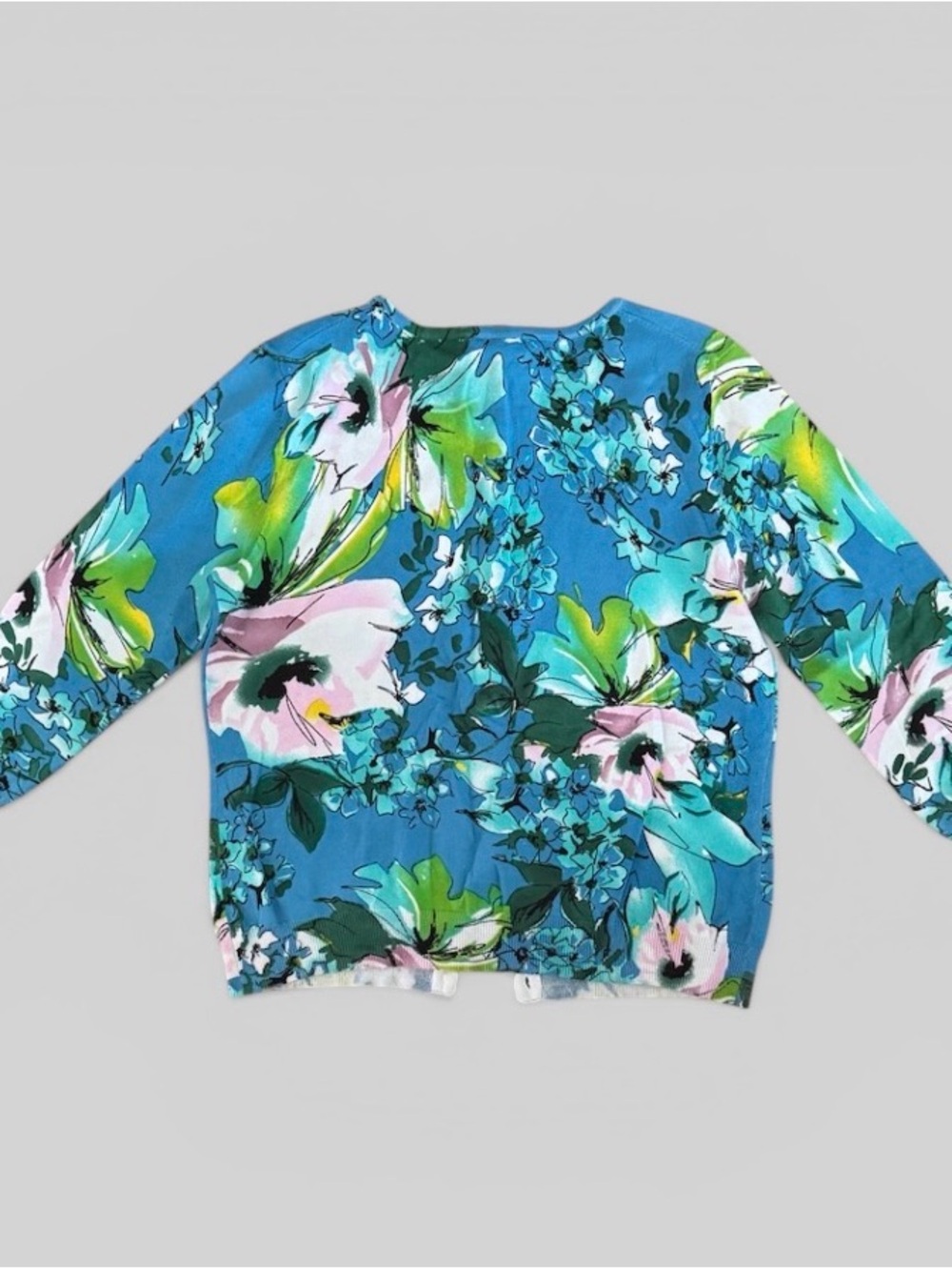 Cable & Gauge Floral Blue Green Button Cardigan - Picture 2 of 3